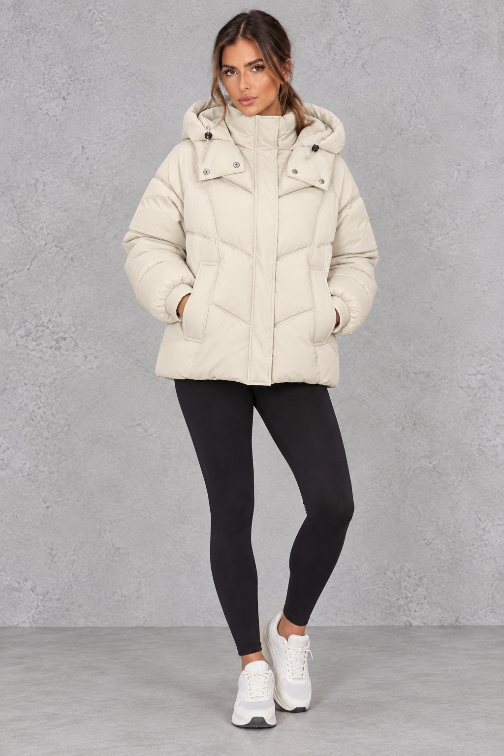 Giacca Donna Trapuntata Oversize con Cappuccio Imbottitura Generosa