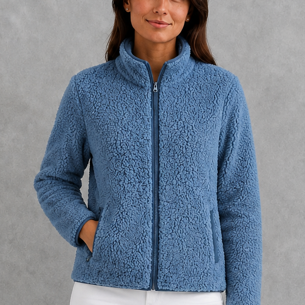 Giacca Donna in Sherpa Teddy con Zip Rilassata