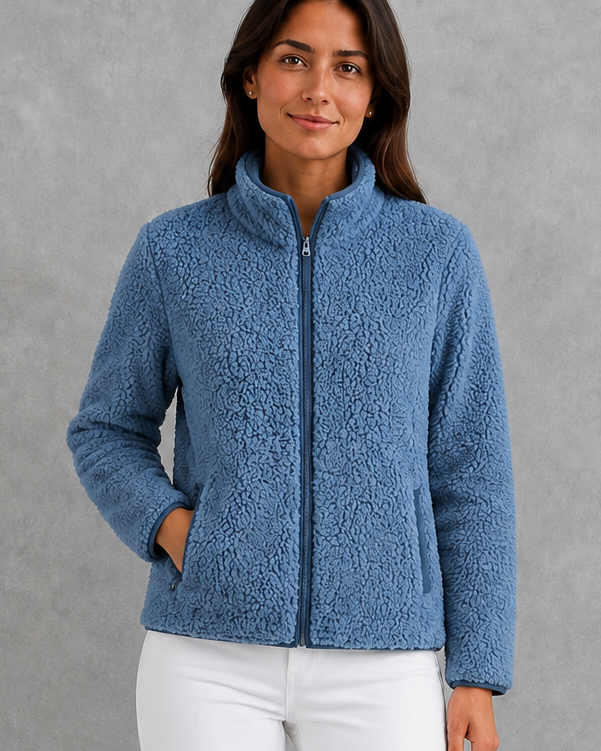 Giacca Donna in Sherpa Teddy con Zip Rilassata