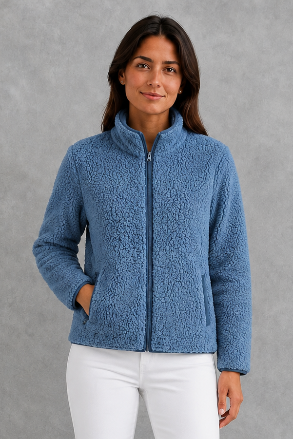 Giacca Donna in Sherpa Teddy con Zip Rilassata