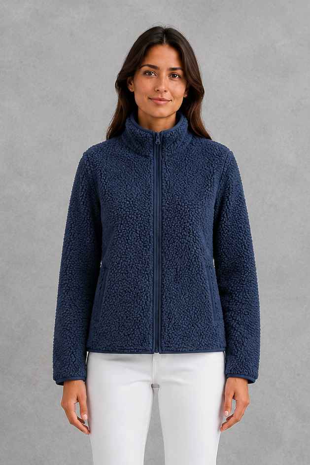 Giacca Donna in Sherpa Teddy con Zip Rilassata