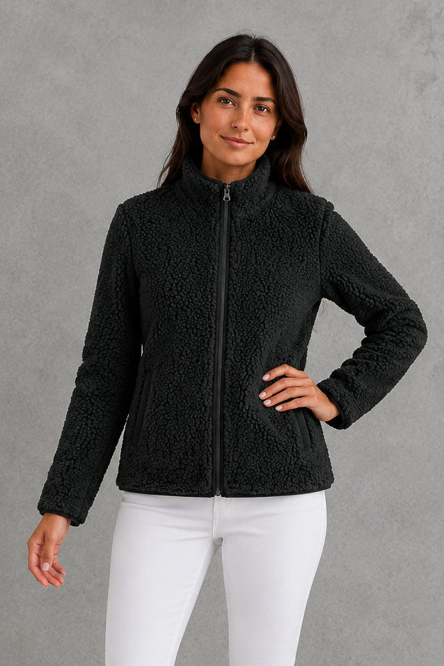 Giacca Donna in Sherpa Teddy con Zip Rilassata