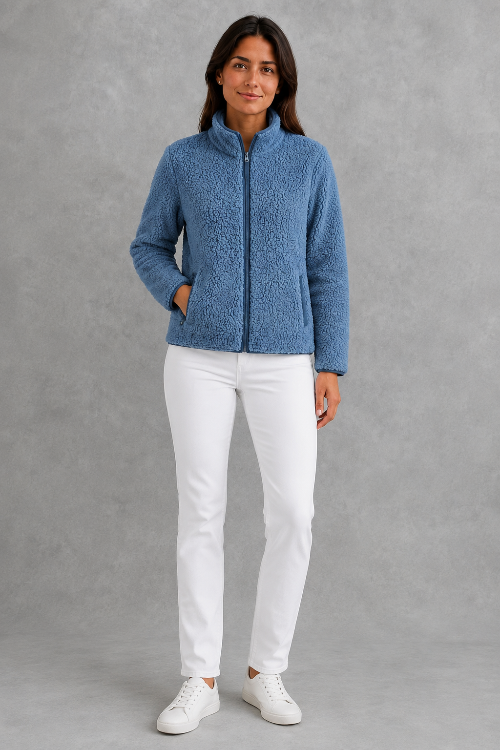 Giacca Donna in Sherpa Teddy con Zip Rilassata