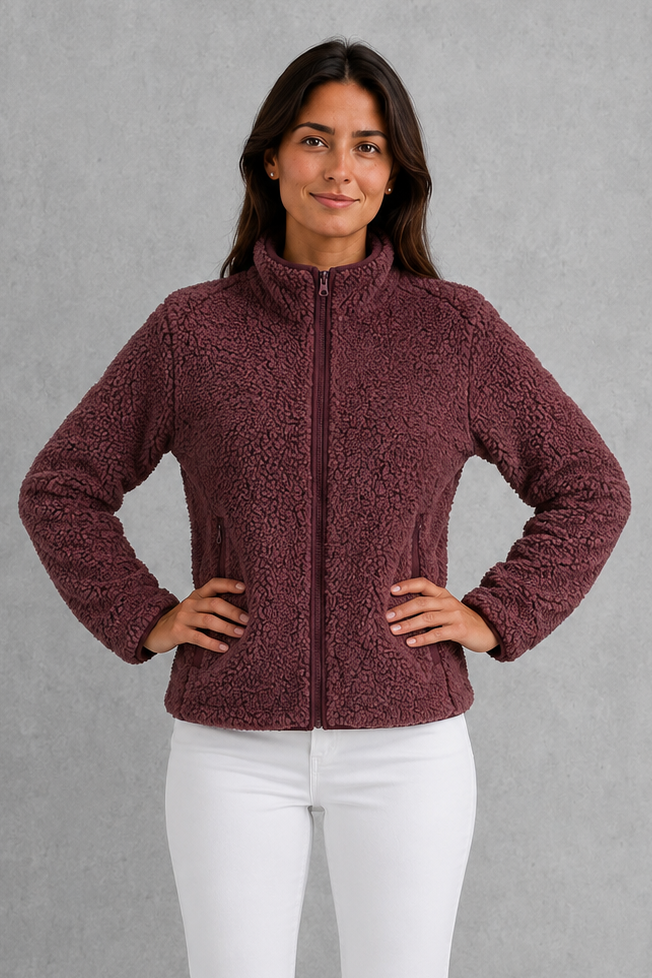 Giacca Donna in Sherpa Teddy con Zip Rilassata