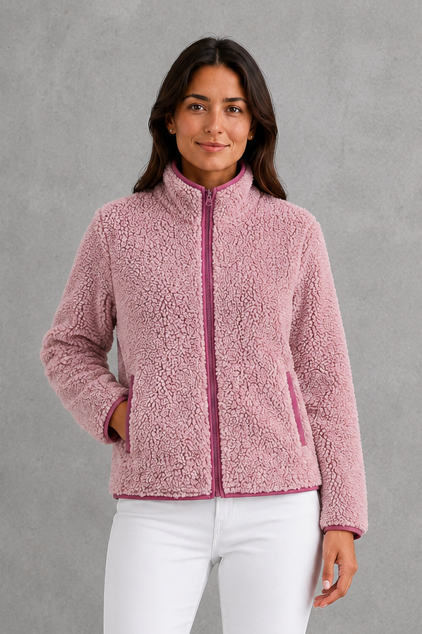 Giacca Donna in Sherpa Teddy con Zip Rilassata