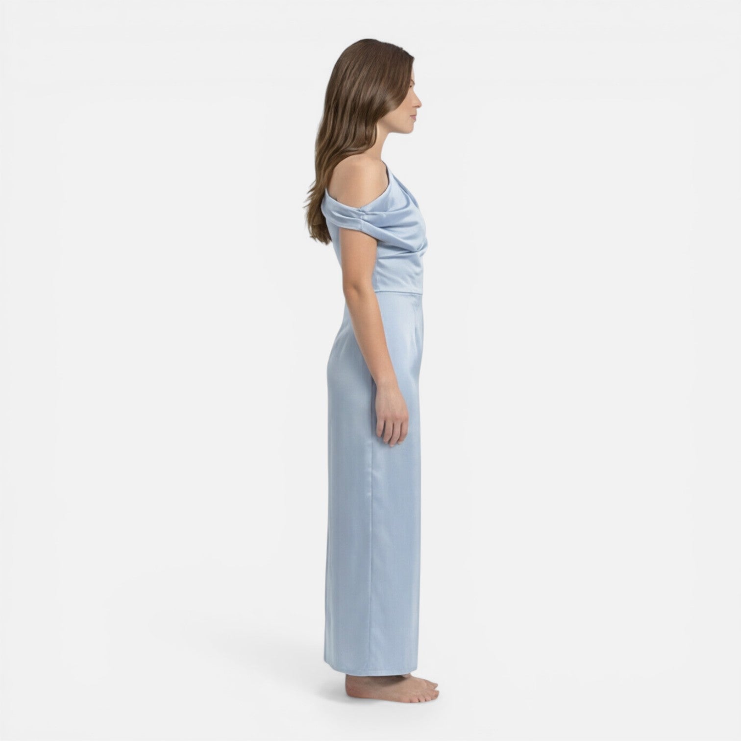 Abito Midi Donna in Raso Monospalla Cerimonia Elegante
