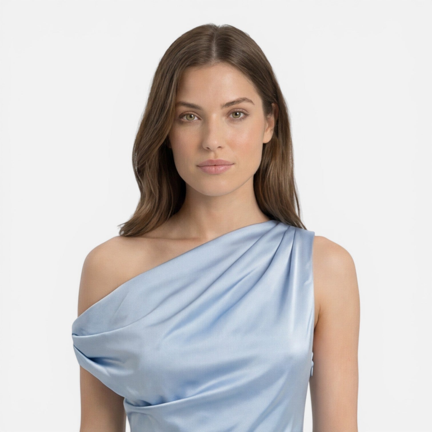 Abito Midi Donna in Raso Monospalla Cerimonia Elegante