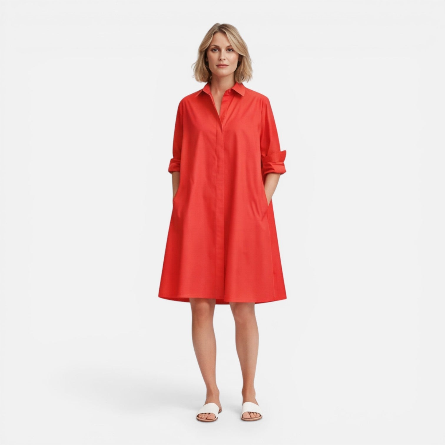 Abito Chemisier Donna Midi Leggero Comodo Ampio