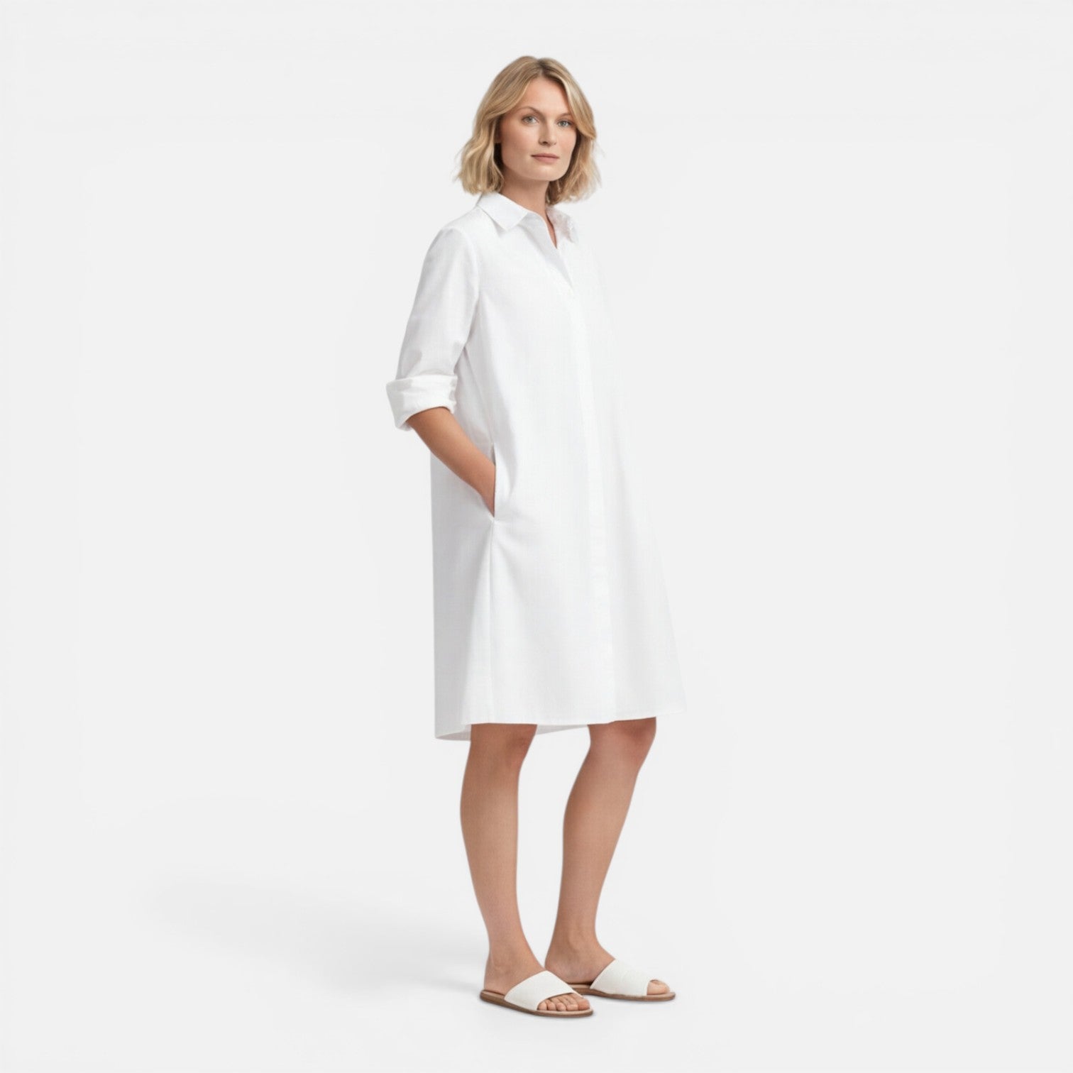 Abito Chemisier Donna Midi Leggero Comodo Ampio