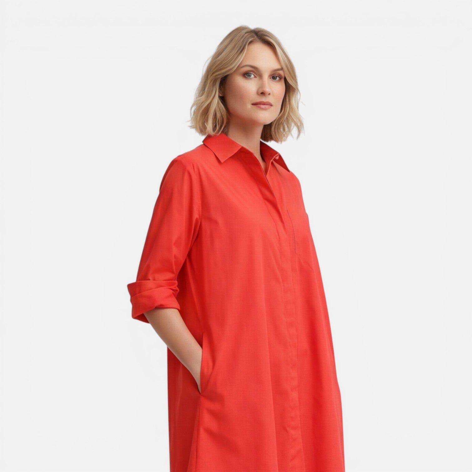 Abito Chemisier Donna Midi Leggero Comodo Ampio