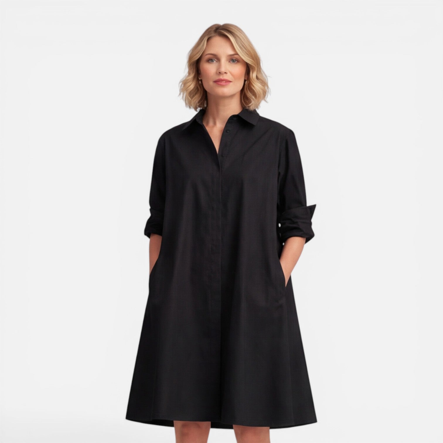 Abito Chemisier Donna Midi Leggero Comodo Ampio