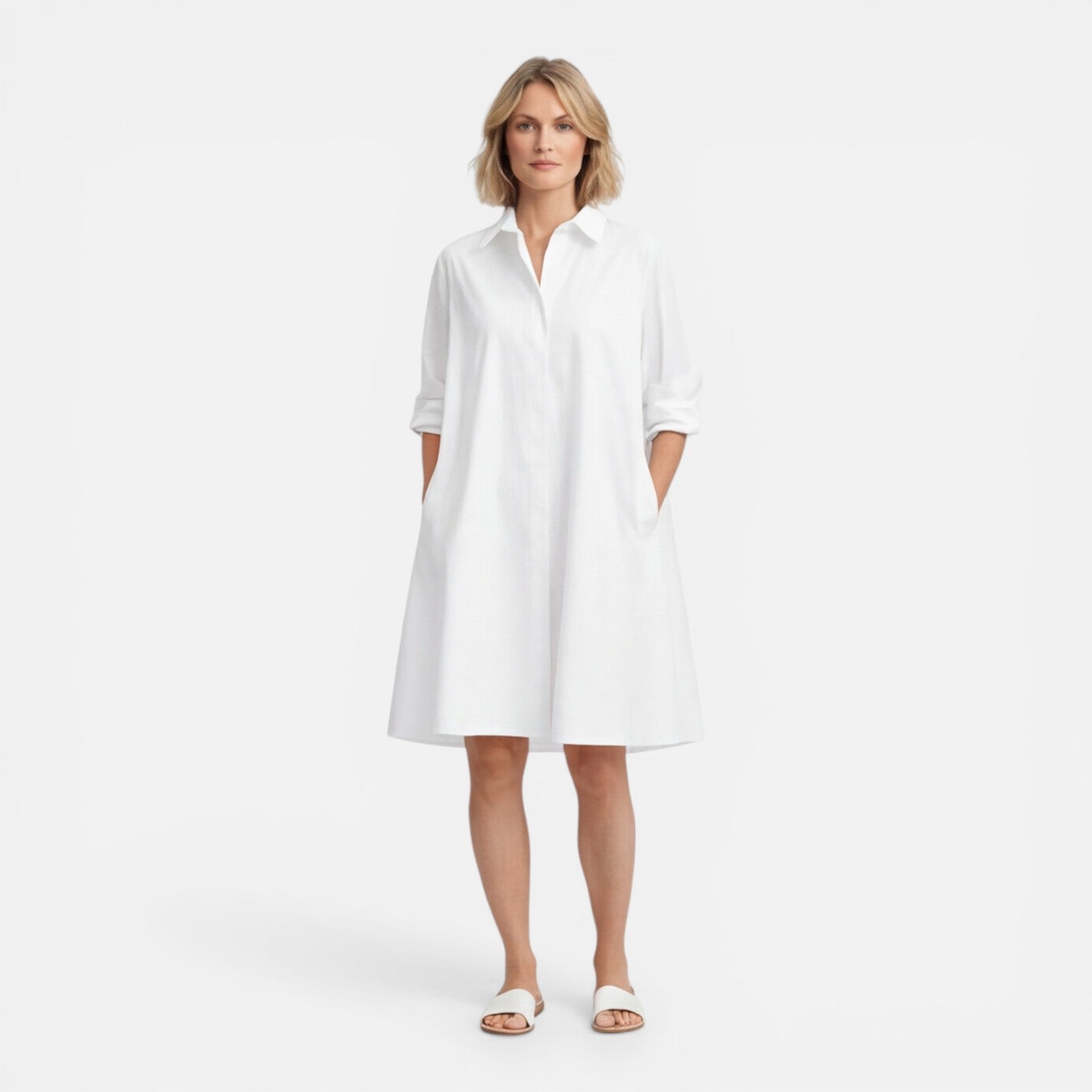 Abito Chemisier Donna Midi Leggero Comodo Ampio