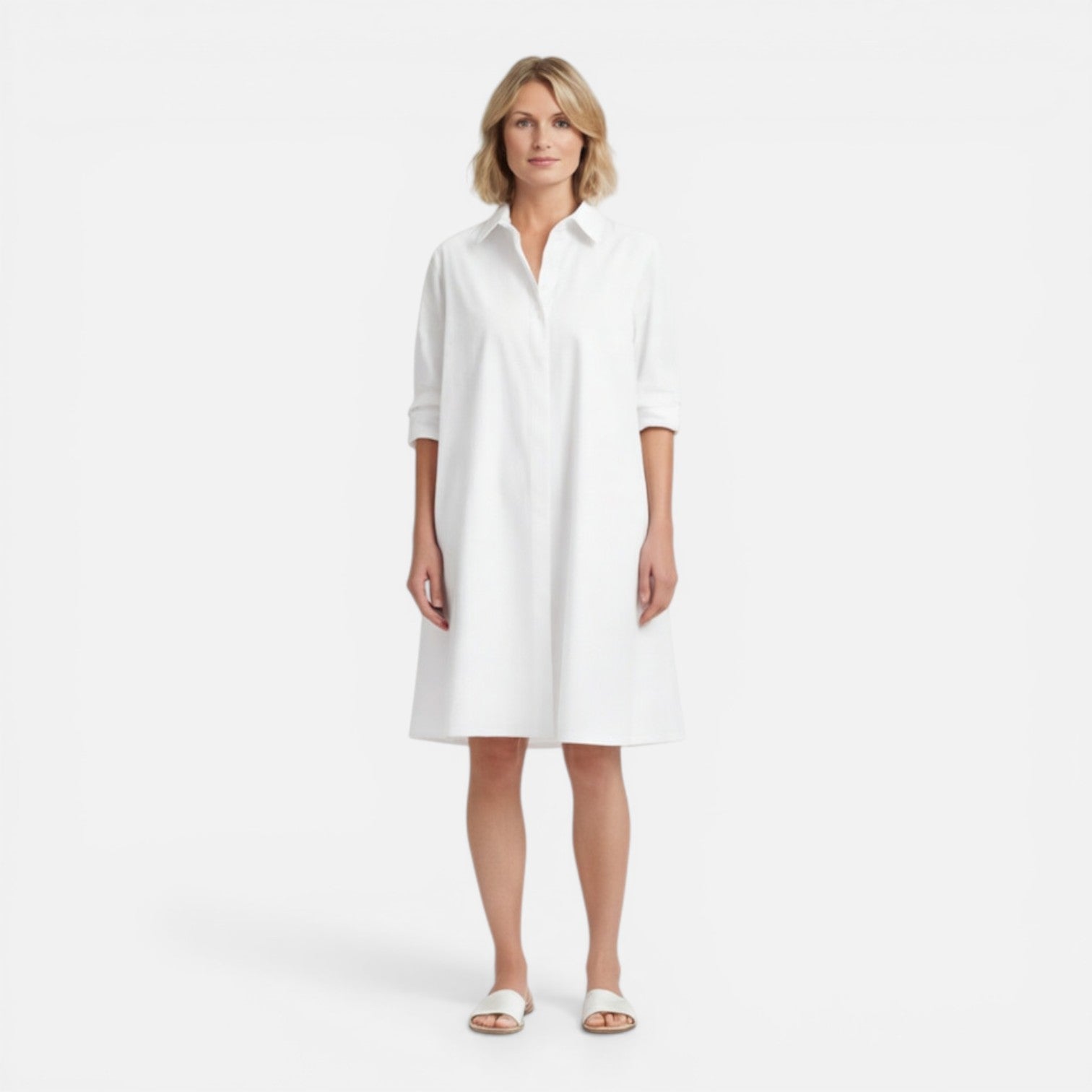 Abito Chemisier Donna Midi Leggero Comodo Ampio