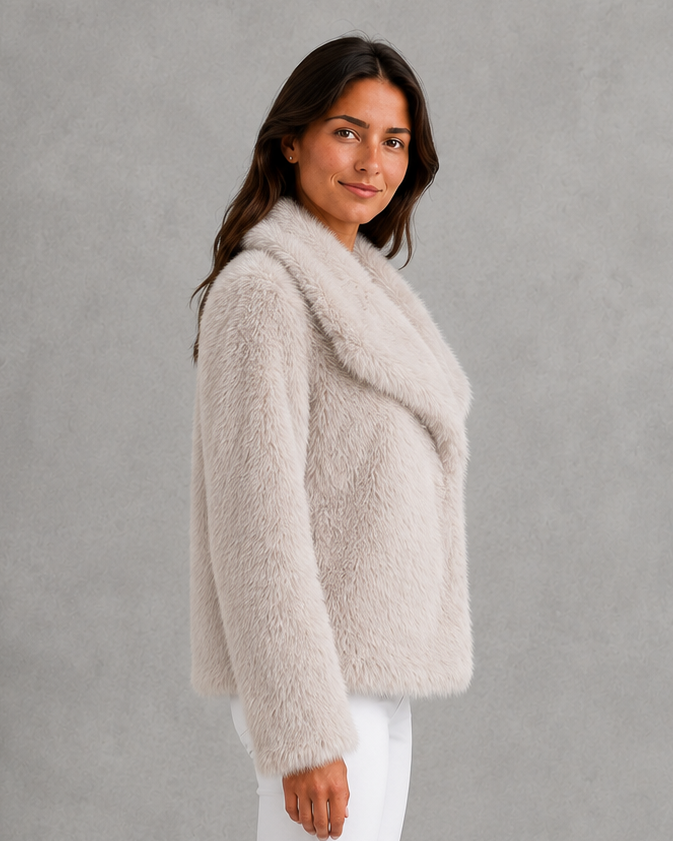 Giacca Donna in Pelliccia Sintetica Elegante da Sera