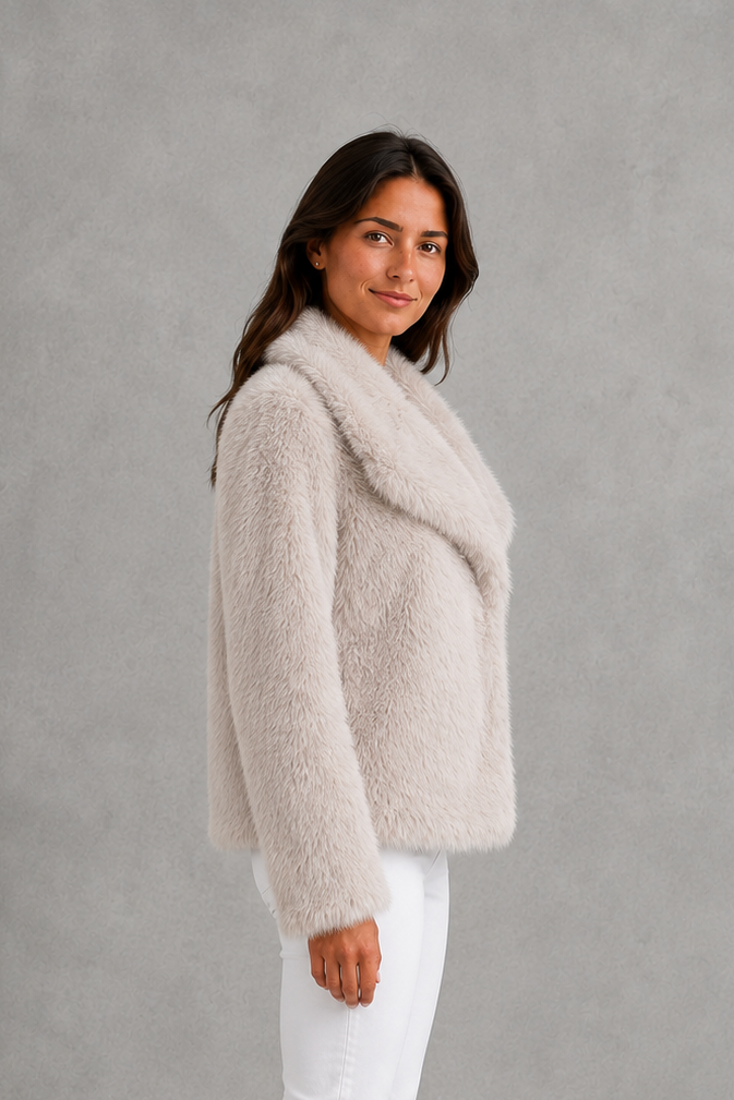 Giacca Donna in Pelliccia Sintetica Elegante da Sera