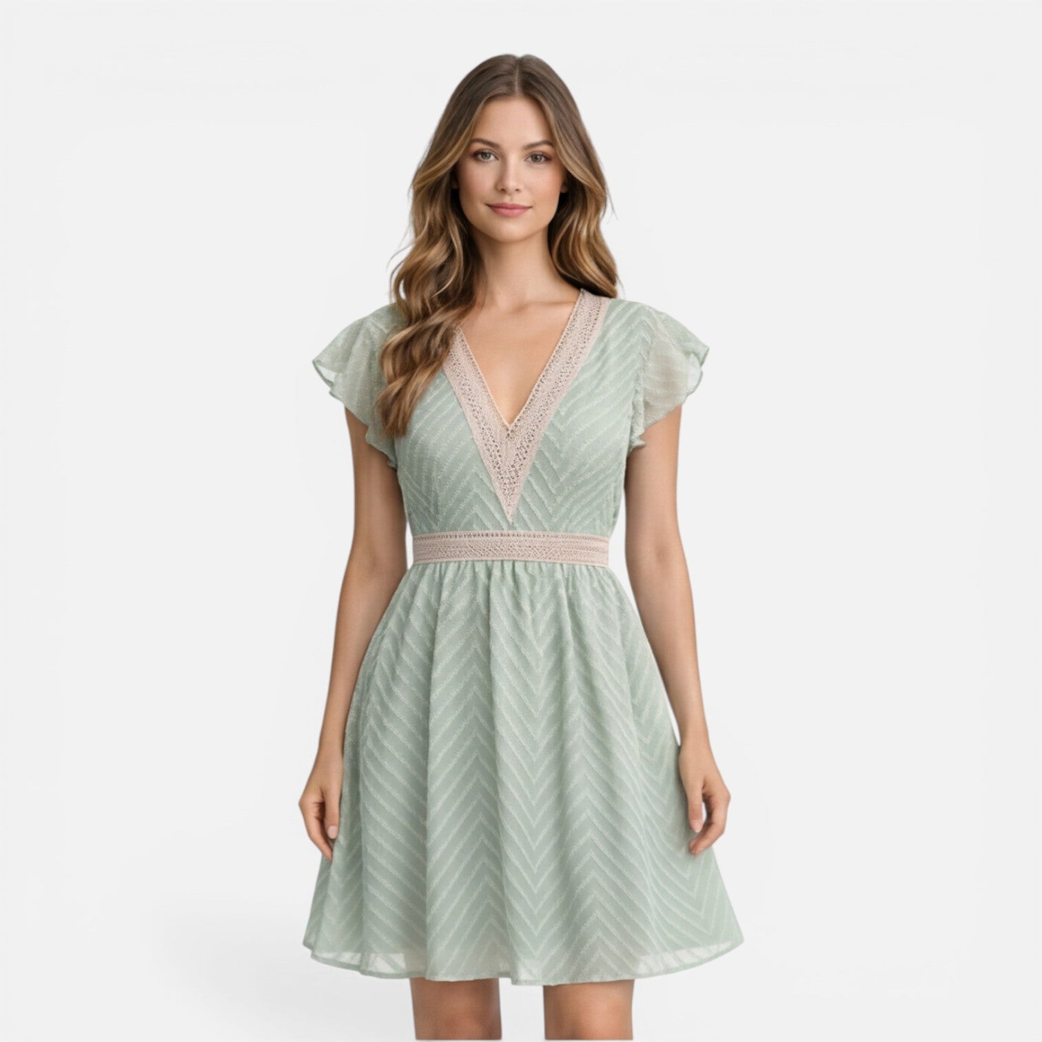 Abito Estivo Donna Scollo a V Linea A Pizzo