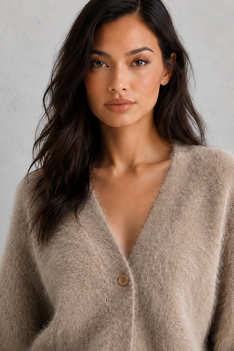 Cardigan Donna con Bottoni in Maglia Acrilica Morbida Rilassato