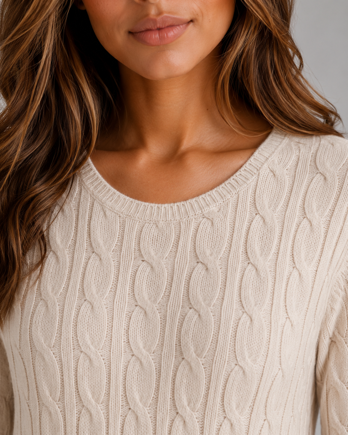 Abito Lungo Donna in Maglia a Trecce Maniche Lunghe