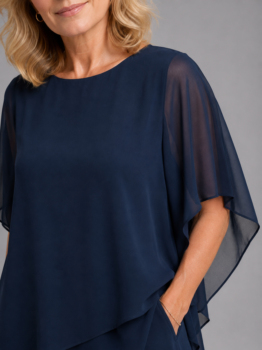 Completo Donna in Chiffon Top Asimmetrico e Pantaloni Palazzo