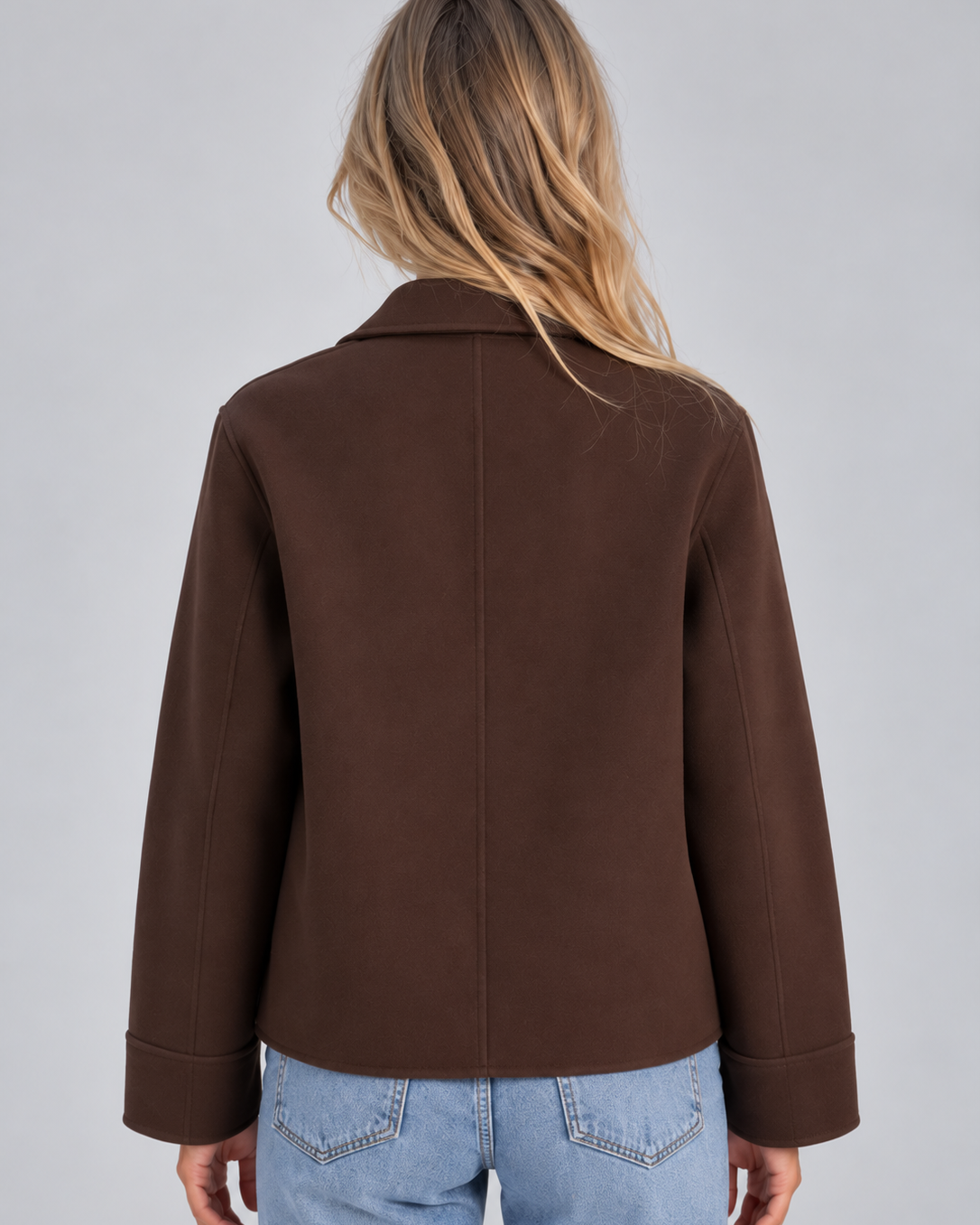Giacca Camicia Donna con Colletto Bottoni e Tasche Applicate