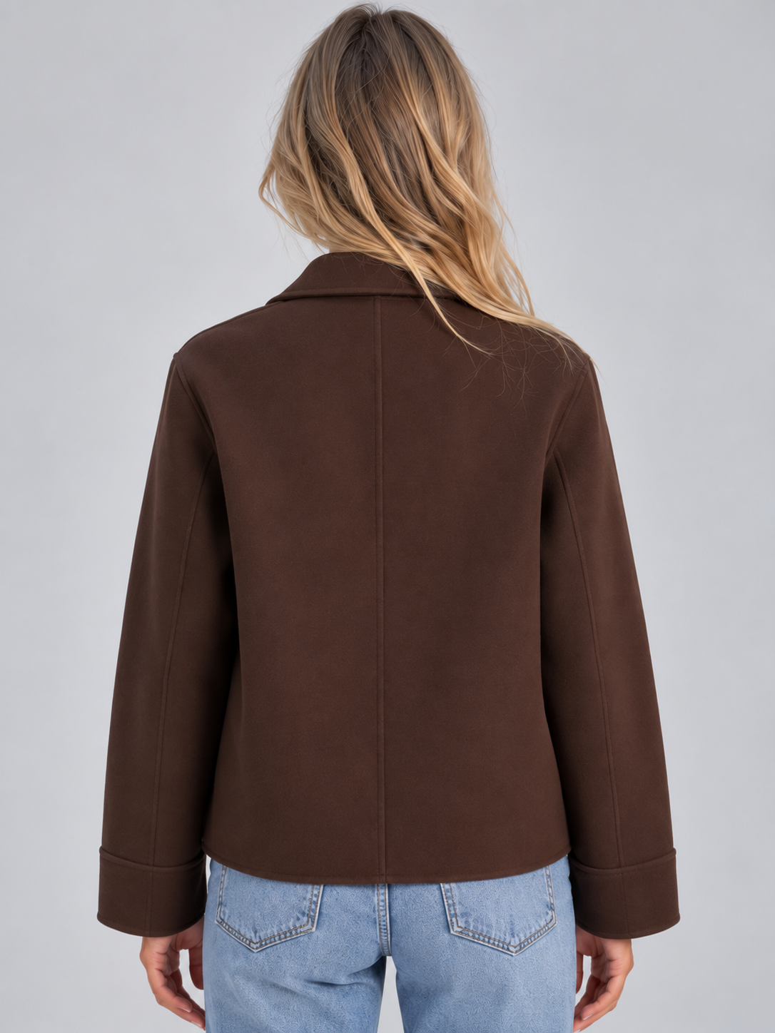 Giacca Camicia Donna con Colletto Bottoni e Tasche Applicate