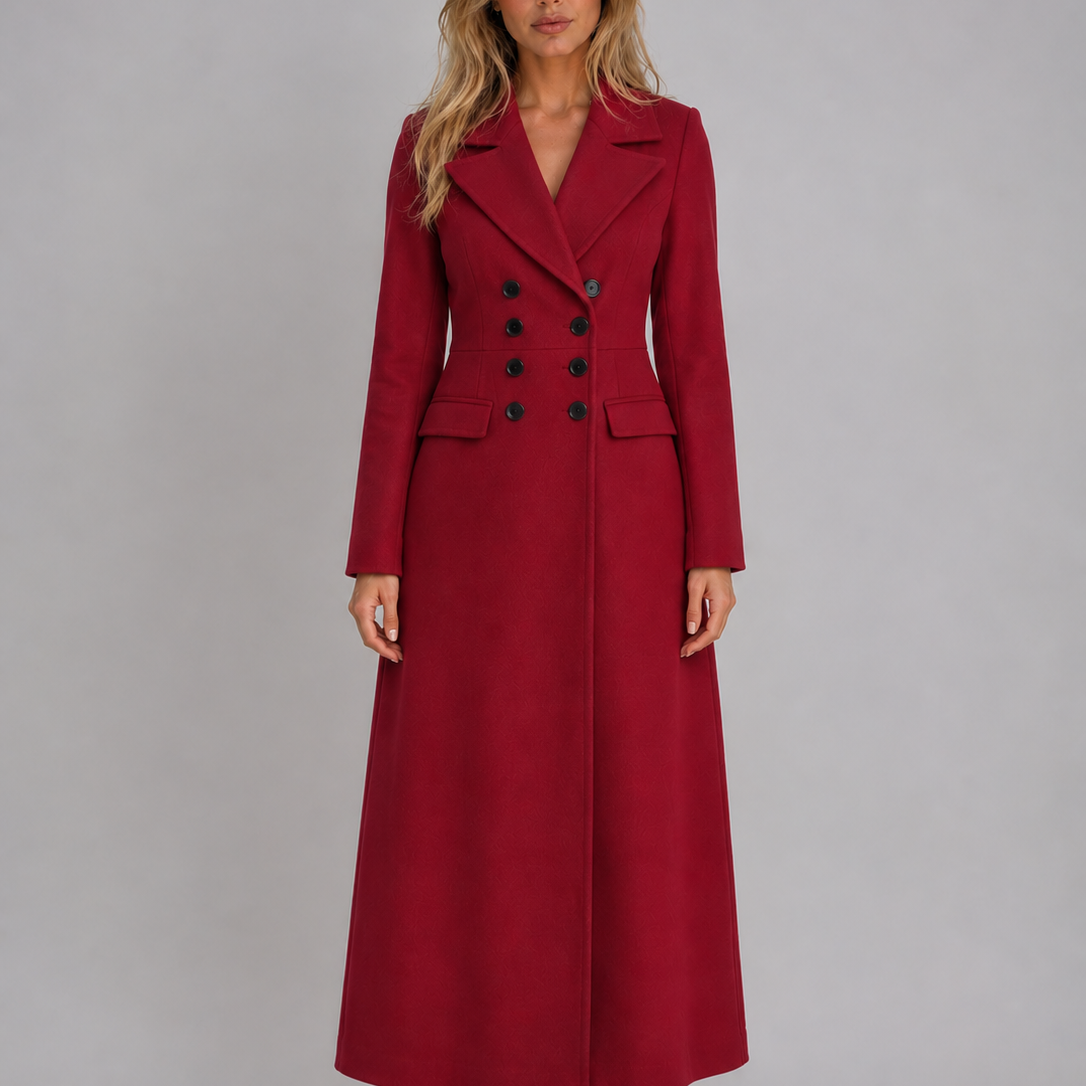 Cappotto Donna Lungo Doppiopetto Vita Definita Elegante