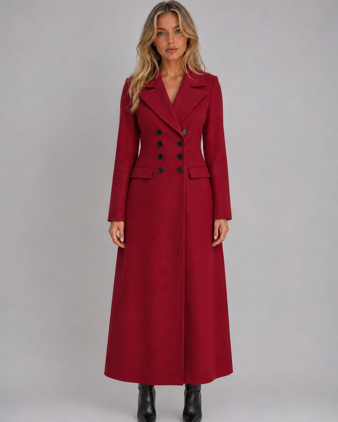 Cappotto Donna Lungo Doppiopetto Vita Definita Elegante