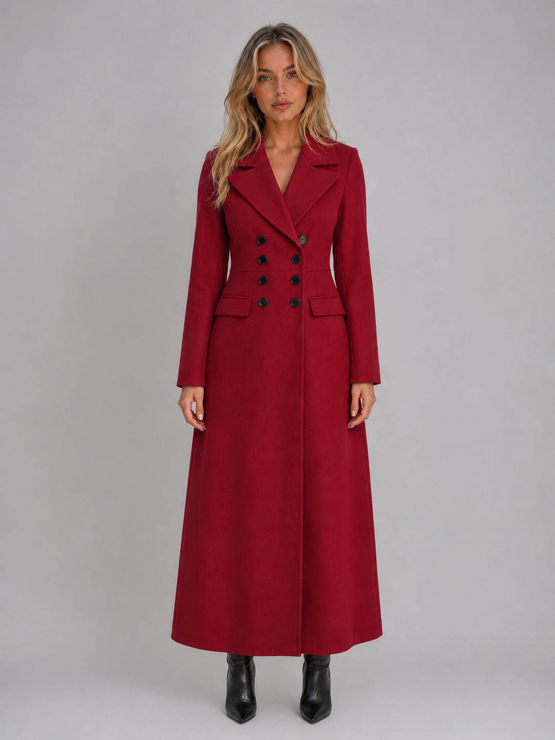 Cappotto Donna Lungo Doppiopetto Vita Definita Elegante