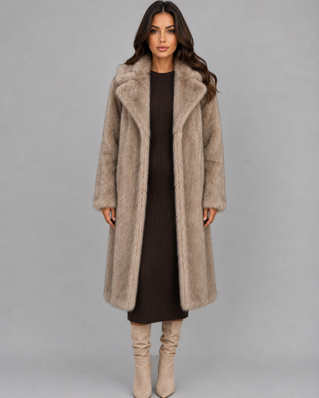 Cappotto Donna in Pelliccia Sintetica Lungo Oversize