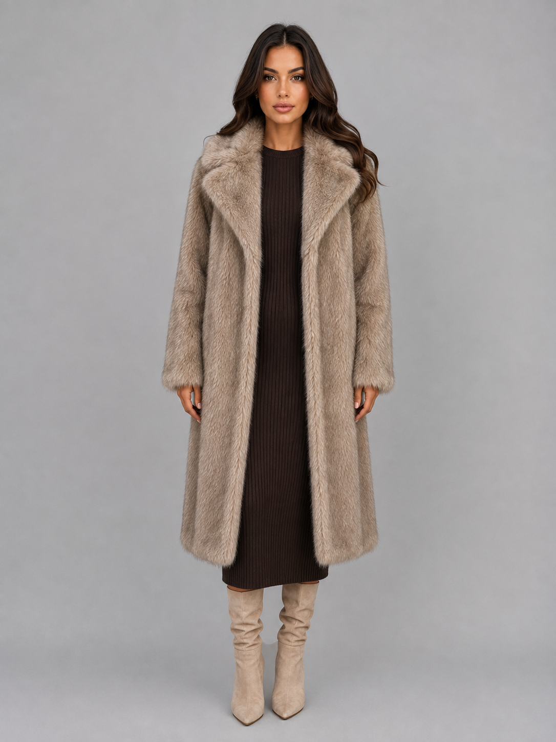 Cappotto Donna in Pelliccia Sintetica Lungo Oversize