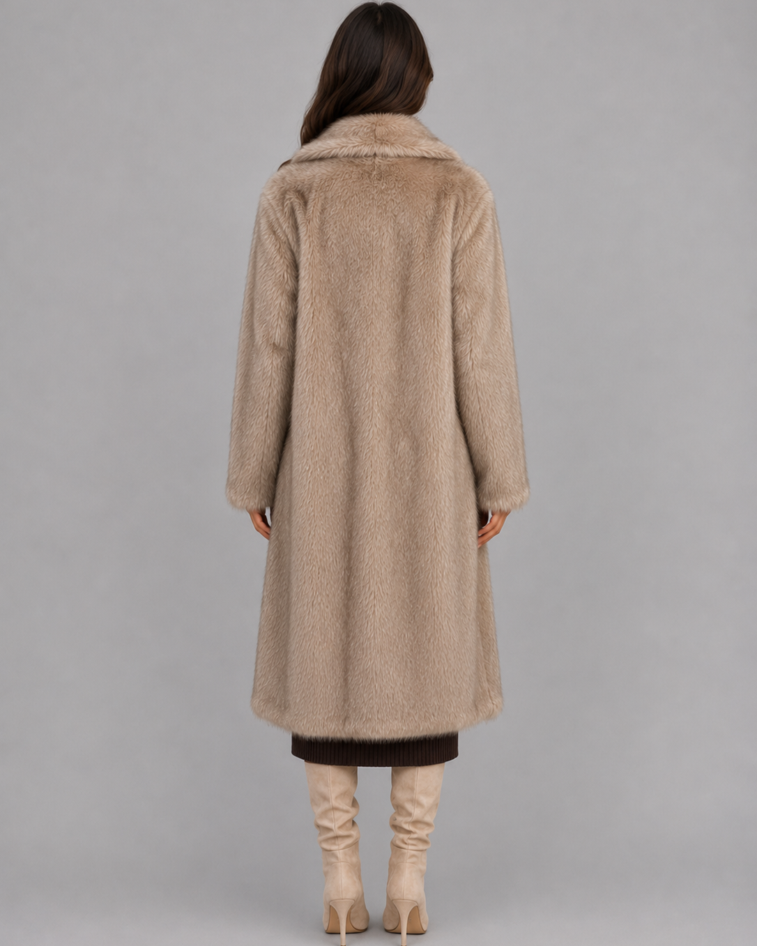 Cappotto Donna in Pelliccia Sintetica Lungo Oversize
