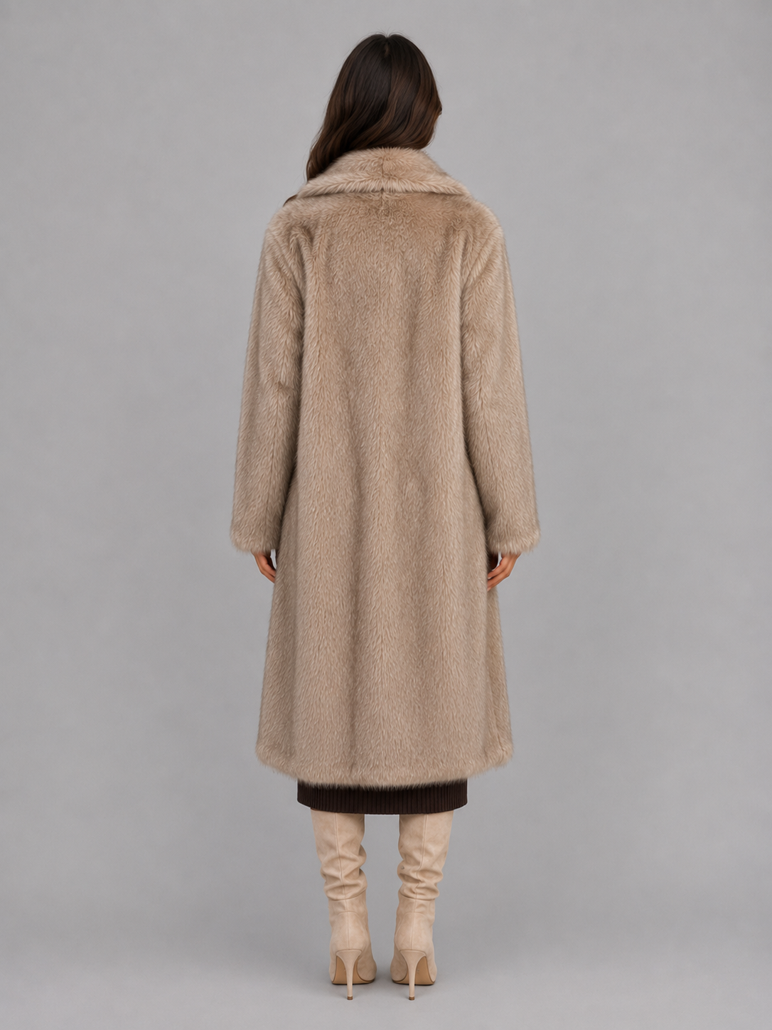 Cappotto Donna in Pelliccia Sintetica Lungo Oversize