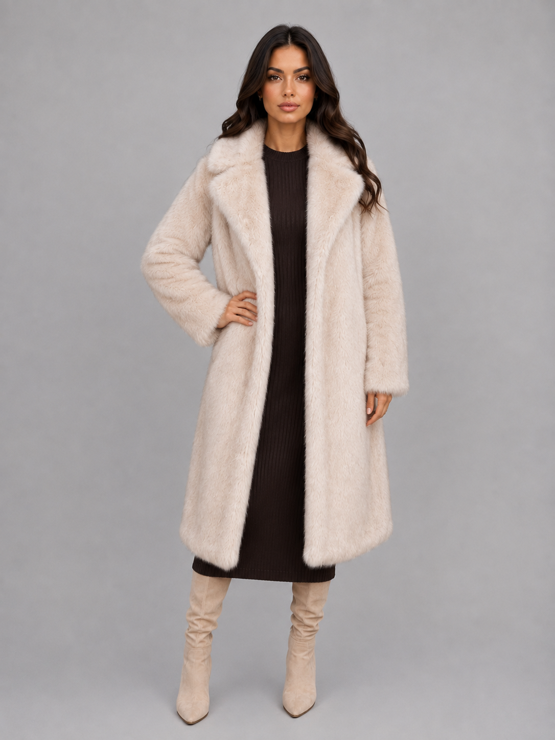 Cappotto Donna in Pelliccia Sintetica Lungo Oversize