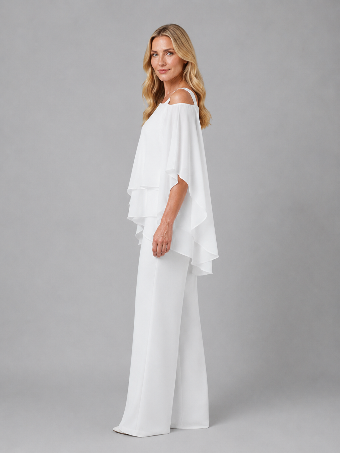 Completo Donna in Chiffon a Strati Top Fluido e Pantaloni