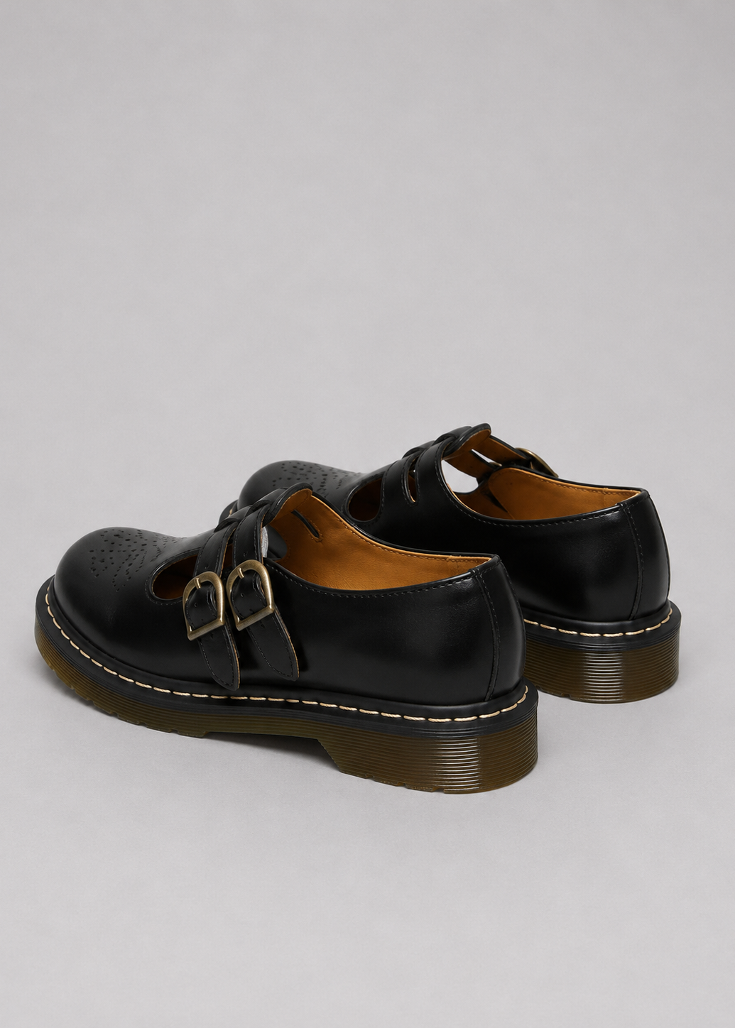 Scarpe Mary Jane Donna Effetto Pelle Doppia Fibbia Suola Chunky