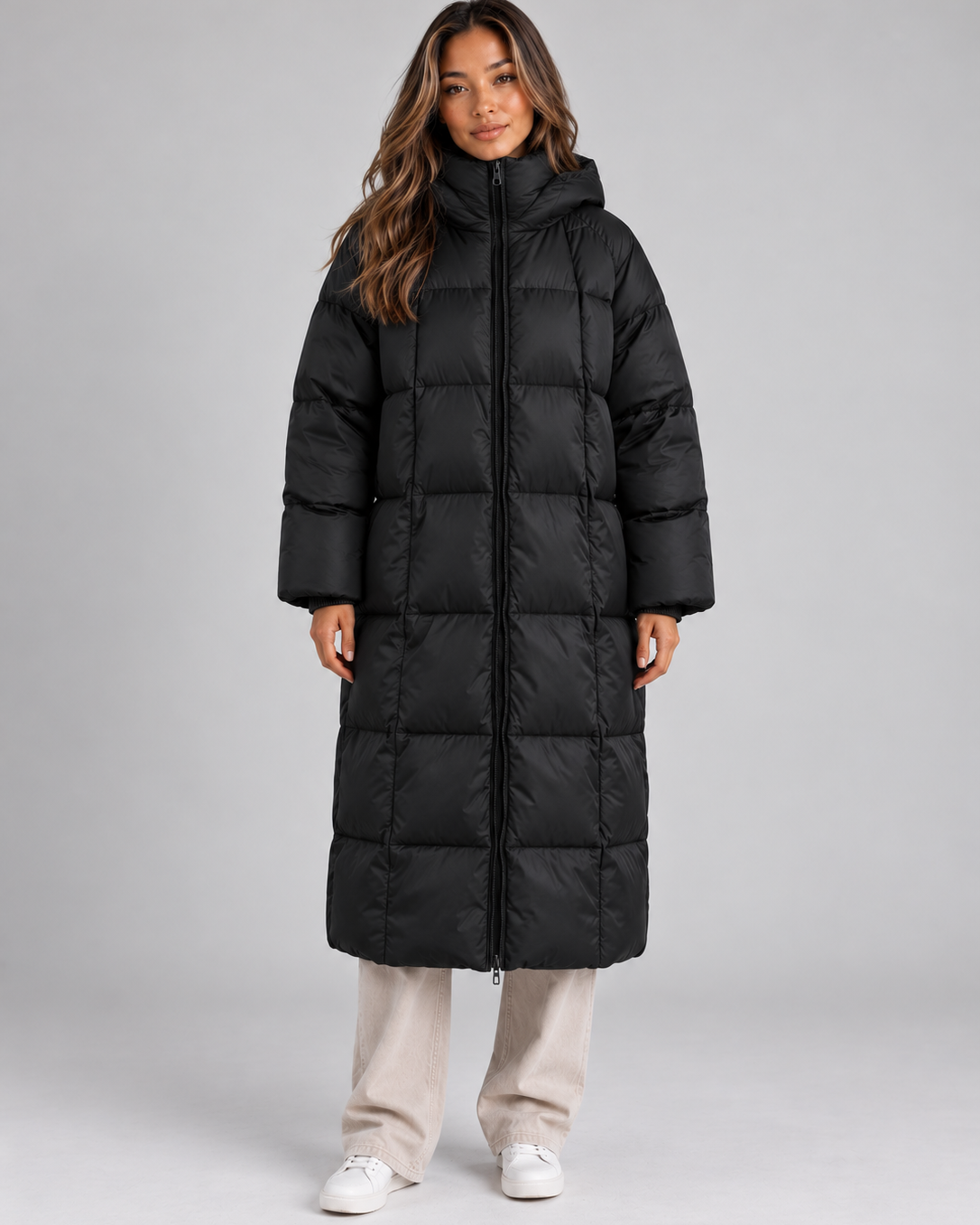 Cappotto Donna Invernale Imbottito Lungo Cappuccio Generoso
