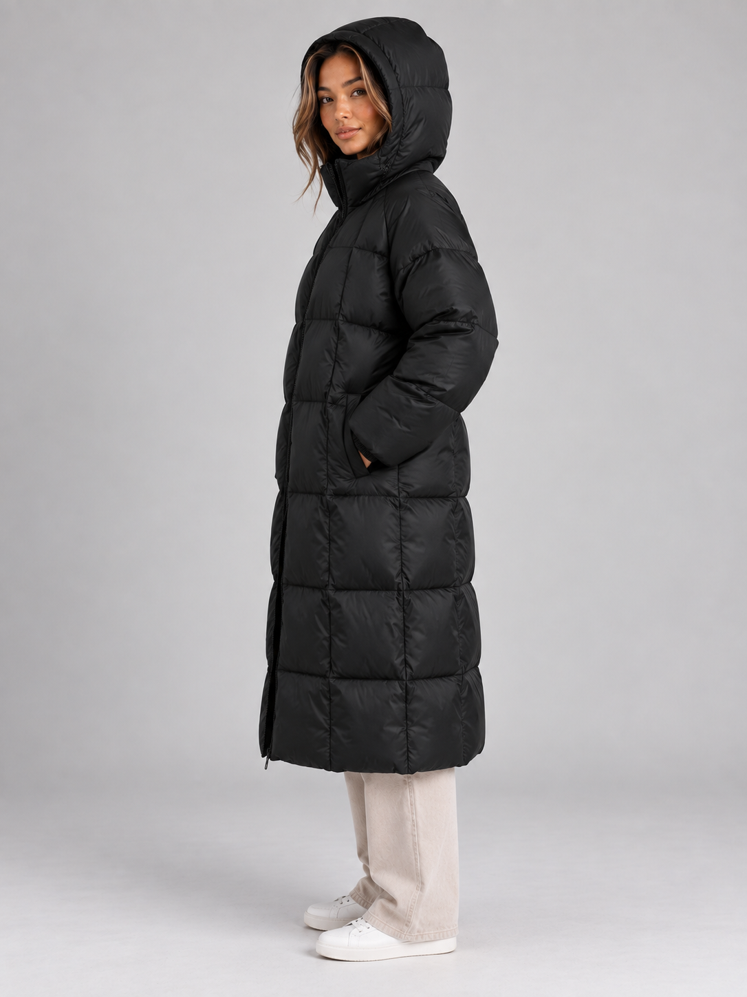 Cappotto Donna Invernale Imbottito Lungo Cappuccio Generoso