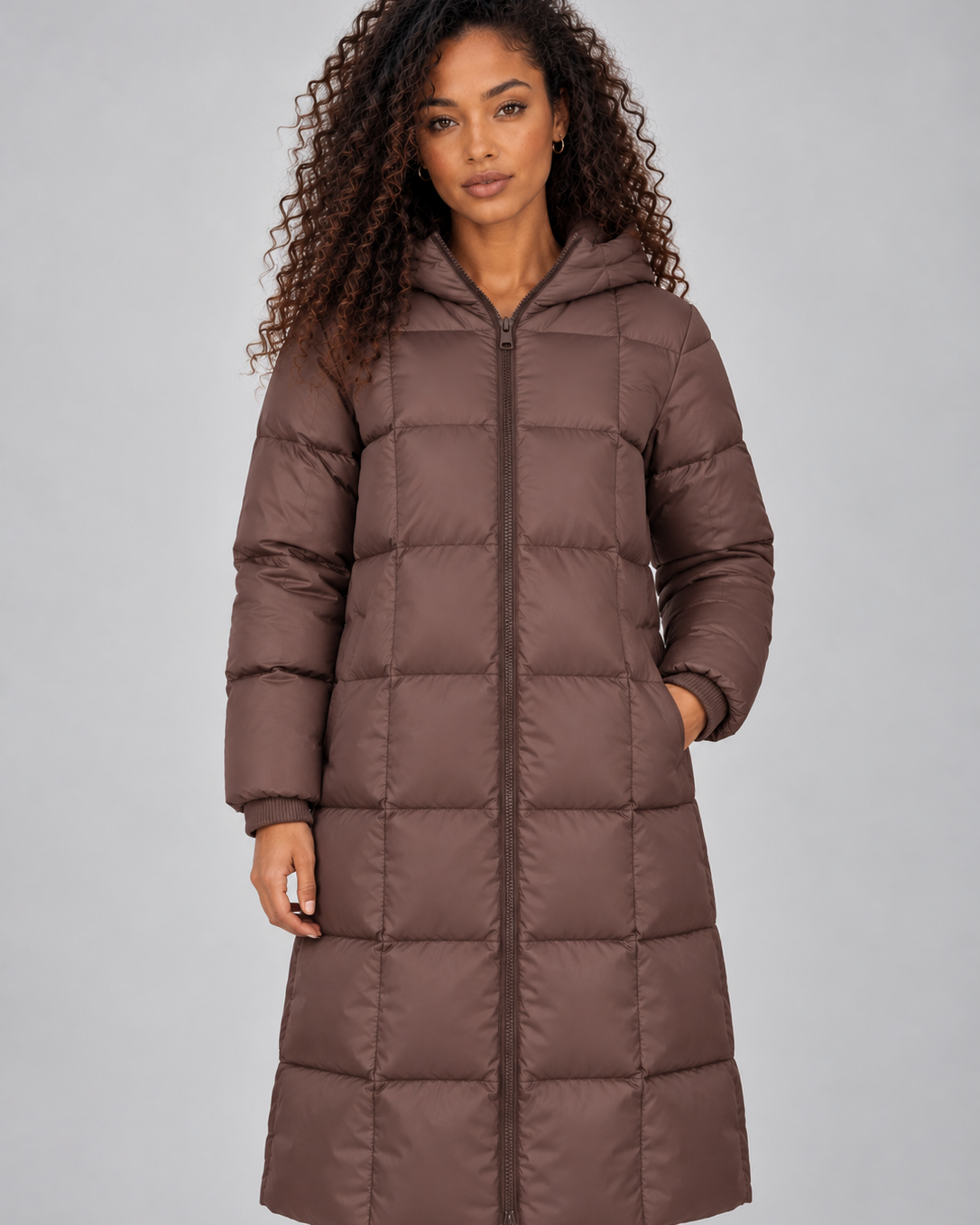 Cappotto Donna Imbottito Lungo Cappuccio Linea Femminile