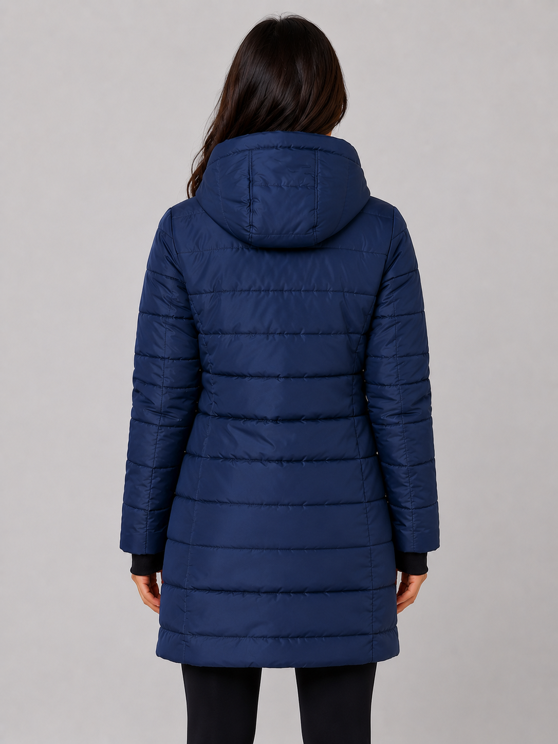Giacca Donna Imbottita Lunga con Cappuccio e Zip Integrale