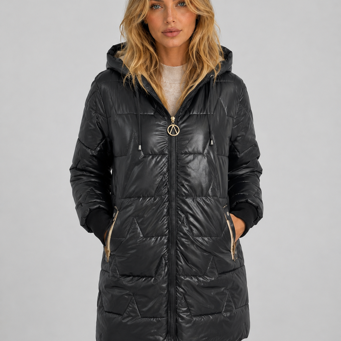 Cappotto Donna Imbottito Lungo con Cappuccio Trapuntato