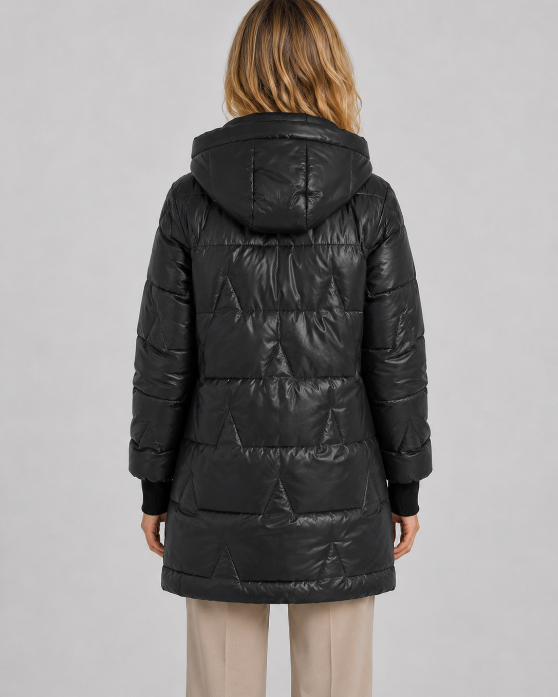 Cappotto Donna Imbottito Lungo con Cappuccio Trapuntato