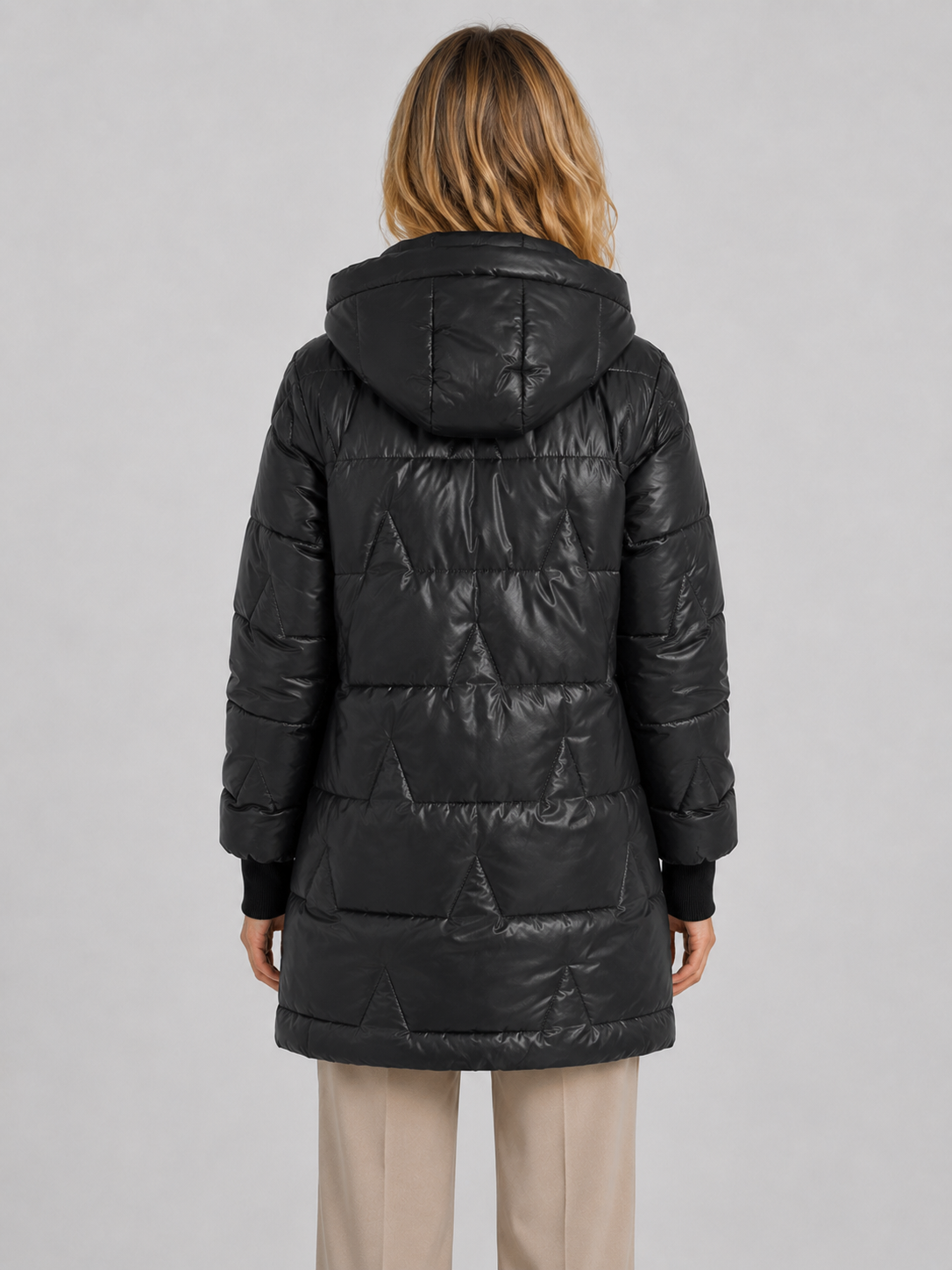 Cappotto Donna Imbottito Lungo con Cappuccio Trapuntato