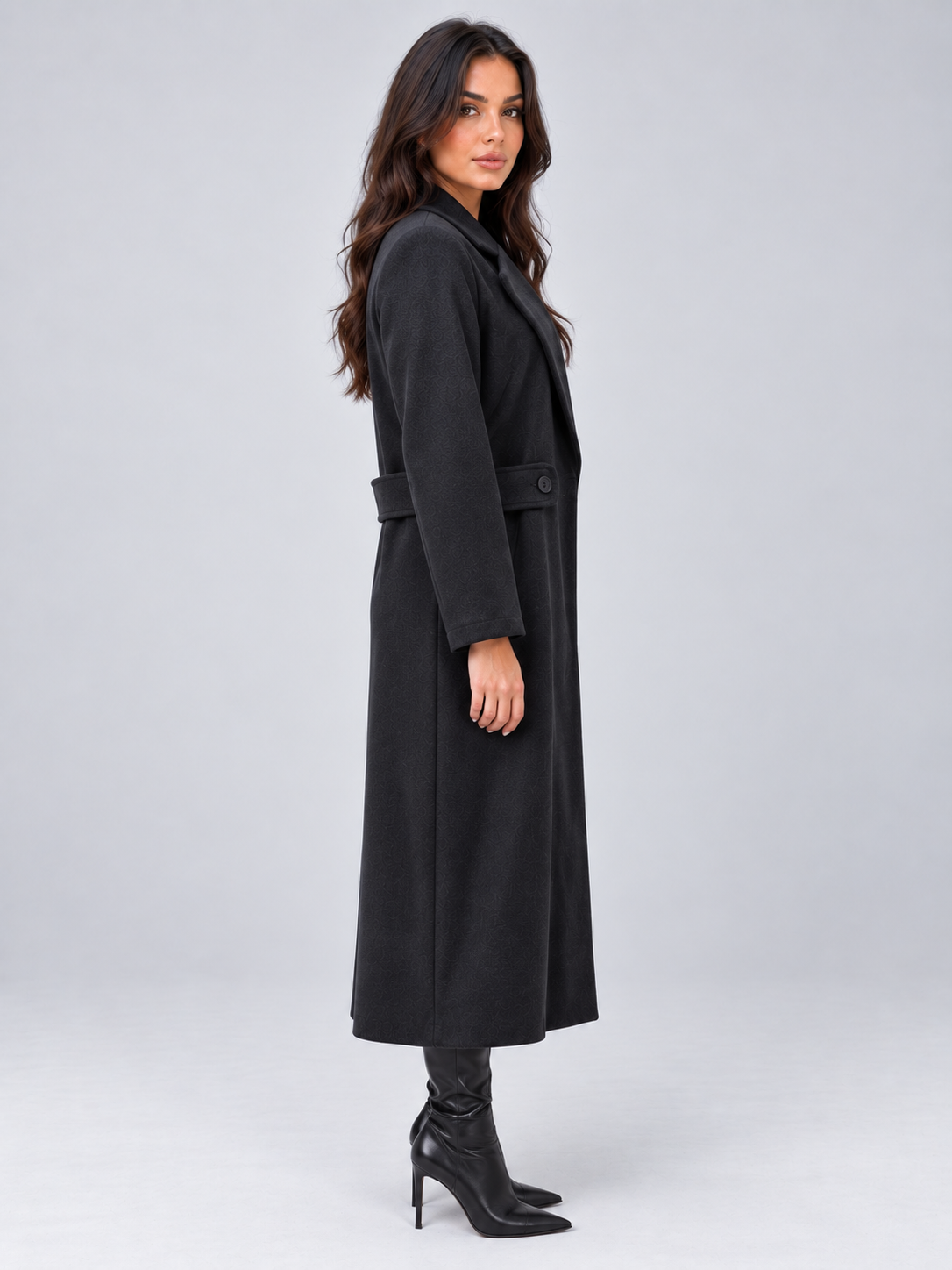 Cappotto Donna Sartoriale Lungo Revers con Bottoni Laterali