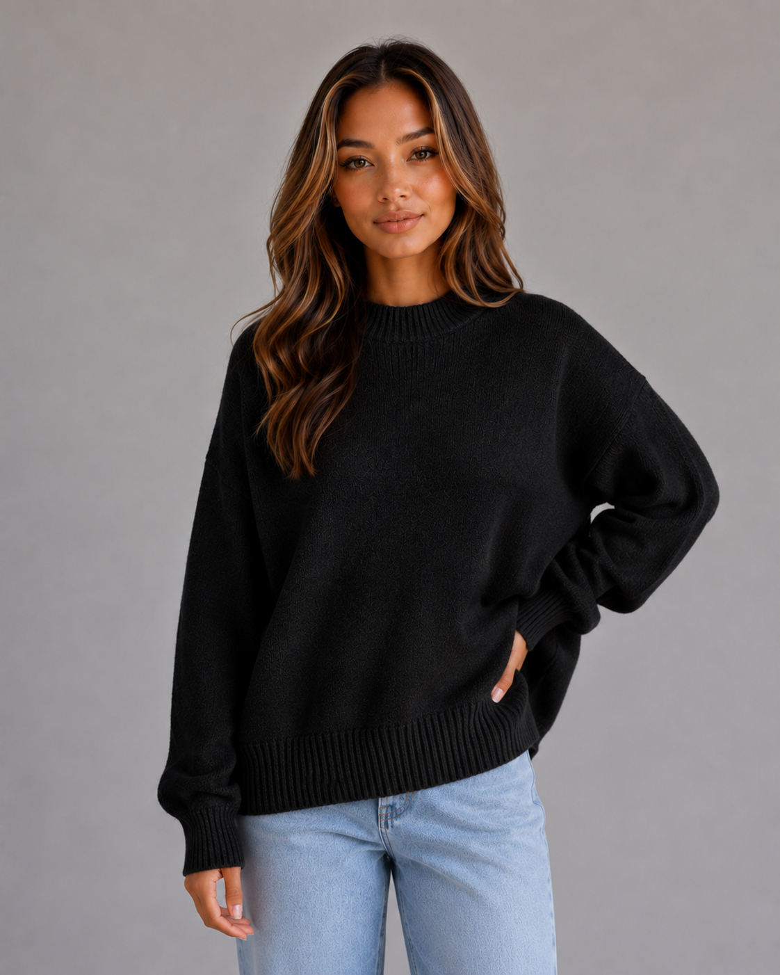 Maglione Donna Oversize Collo Alto Lungo con Spacchi