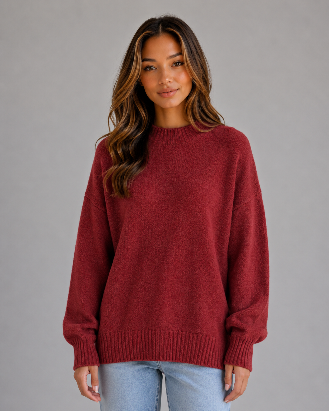 Maglione Donna Oversize Collo Alto Lungo con Spacchi