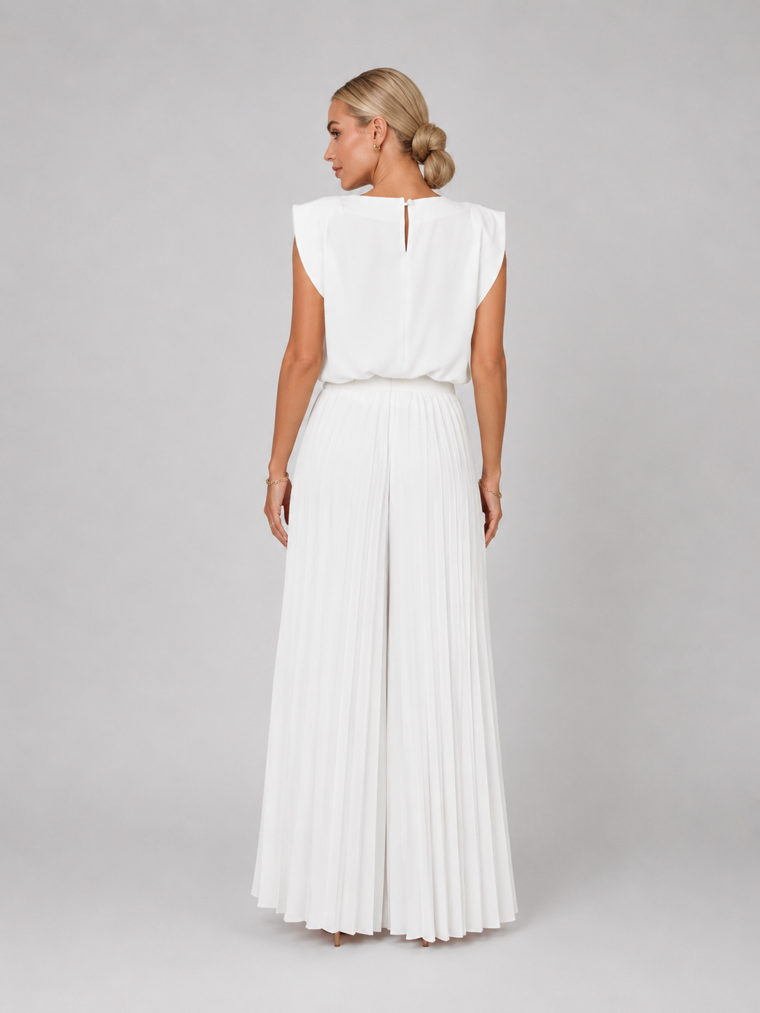 Completo Donna Top Morbido e Pantaloni Plissettati Gamba Ampia