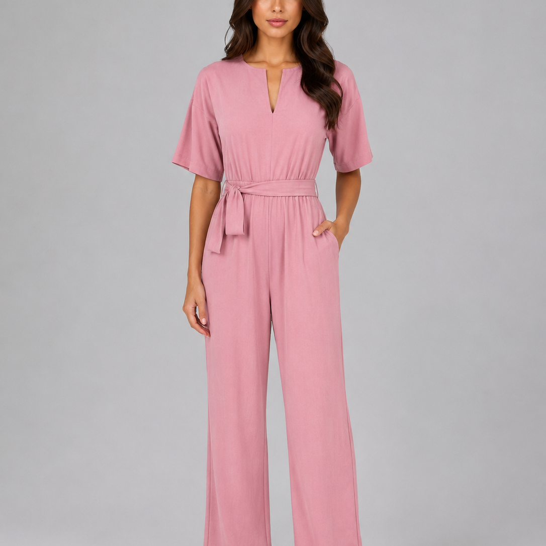 Tuta Donna Casual Gamba Ampia con Cintura in Vita Comoda