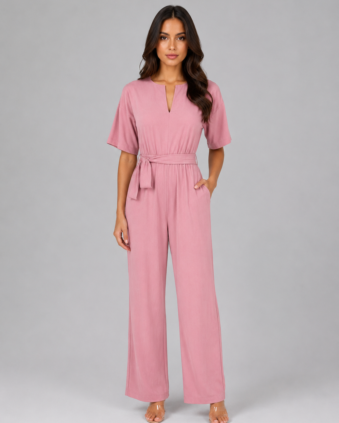 Tuta Donna Casual Gamba Ampia con Cintura in Vita Comoda