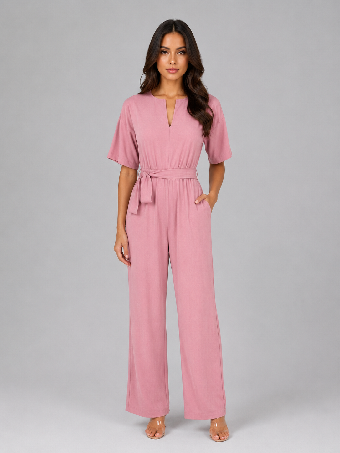 Tuta Donna Casual Gamba Ampia con Cintura in Vita Comoda