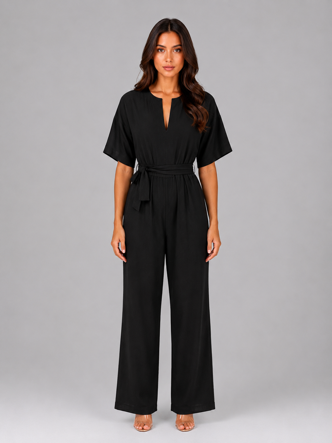 Tuta Donna Casual Gamba Ampia con Cintura in Vita Comoda
